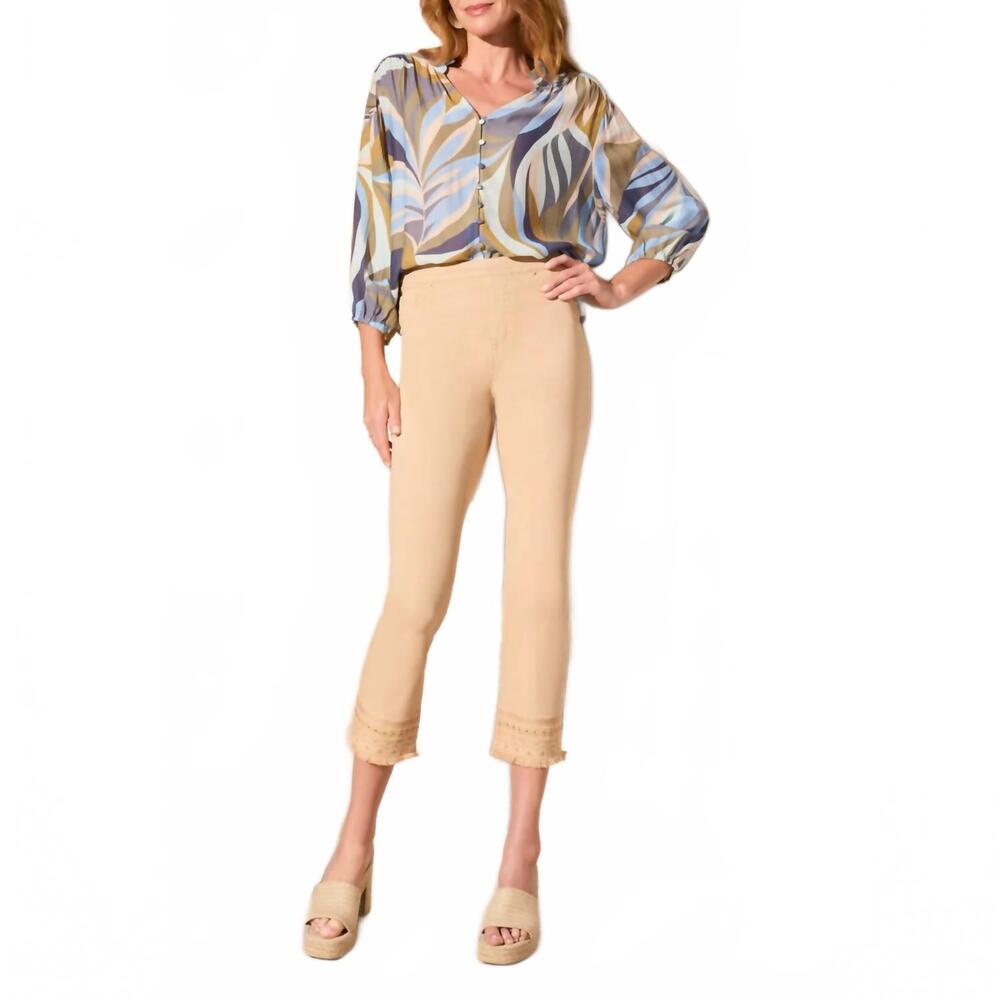 NEW TRIBAL audrey mid rise straight crop jeans in soft tan